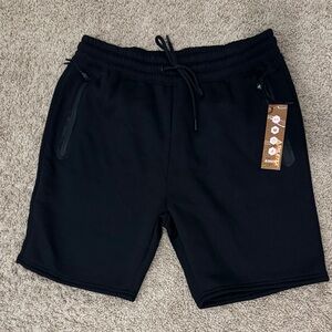 Athletex Men’s Black Athletic Shorts Size L with Zip Pockets NWT